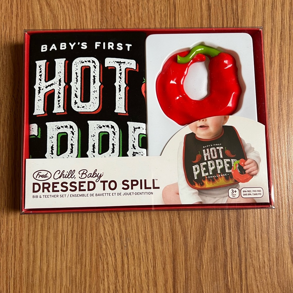 NWT Fred Chill Baby Hot Pepper Bib and Teether Set
